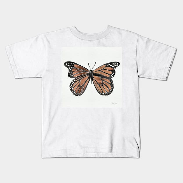 Rose Gold Butterfly Kids T-Shirt by CatCoq